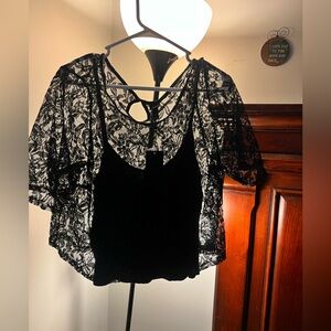Elegant Black Lace Overlay Blouse